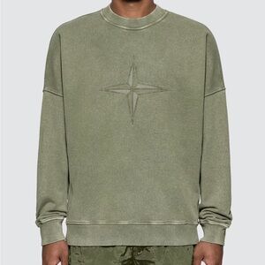 Stone Island Embroidered Compass Crewneck Sweatshirt Olive Green